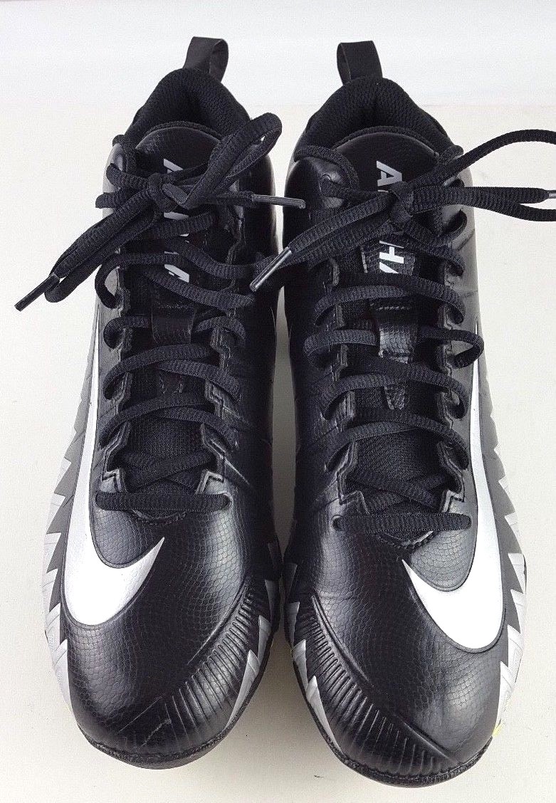New Nike Alpha Menace Pro Mid Football Cleats sz 9.5 871451 010 Silver Black