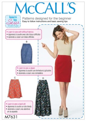 McCall's M7631 LEARN TO SEW Fitted, Flared Skirts CHOOSE SIZE UNCUT PATTERN