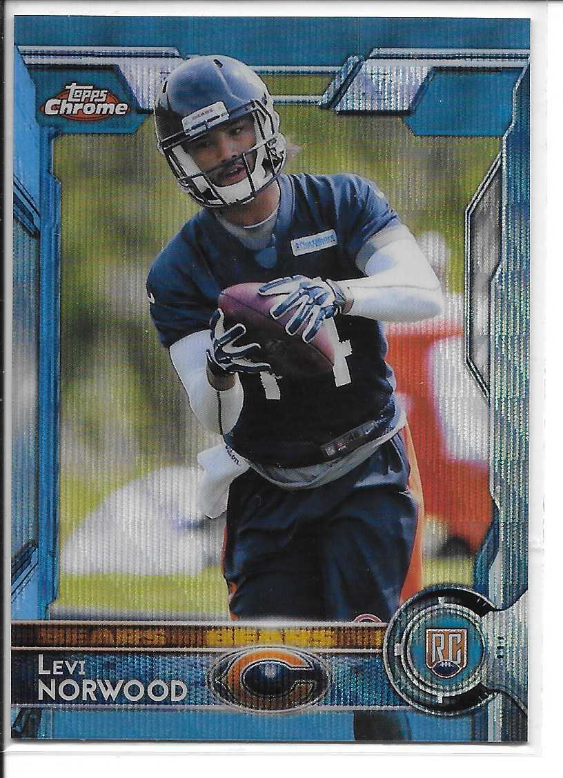 2015 Topps Chrome Football Blue Wave Refractors Rookie Card Levi Norwood Bears. rookie card picture
