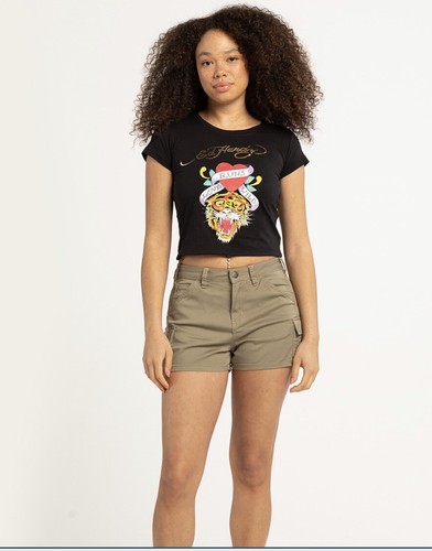 🐯new ED HARDY women t-shirt baby tee EHW1104-2 Heart Tiger