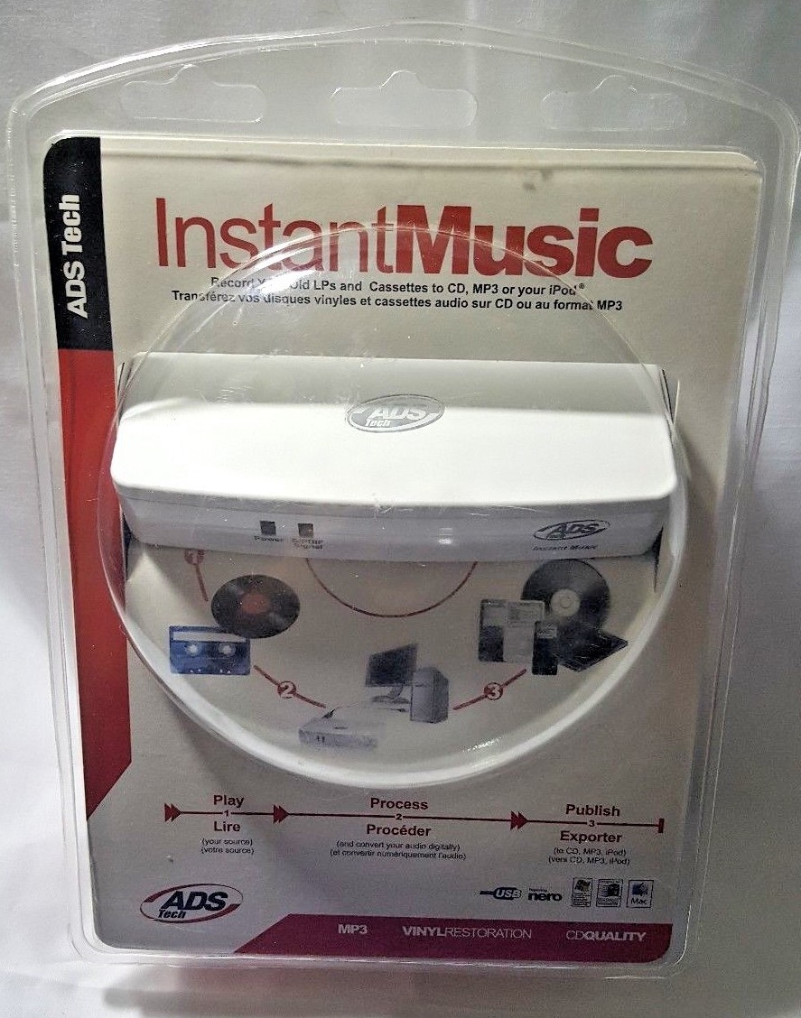 ADS Tech Instant Music RDX-150-EF Records Old Music To CD MP3 iPod iPhone New