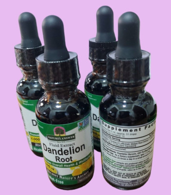 4 Pack Natures Answer Dandelion Root Alcohol-Free 2000 mg 1 fl oz / 30 ml EACH