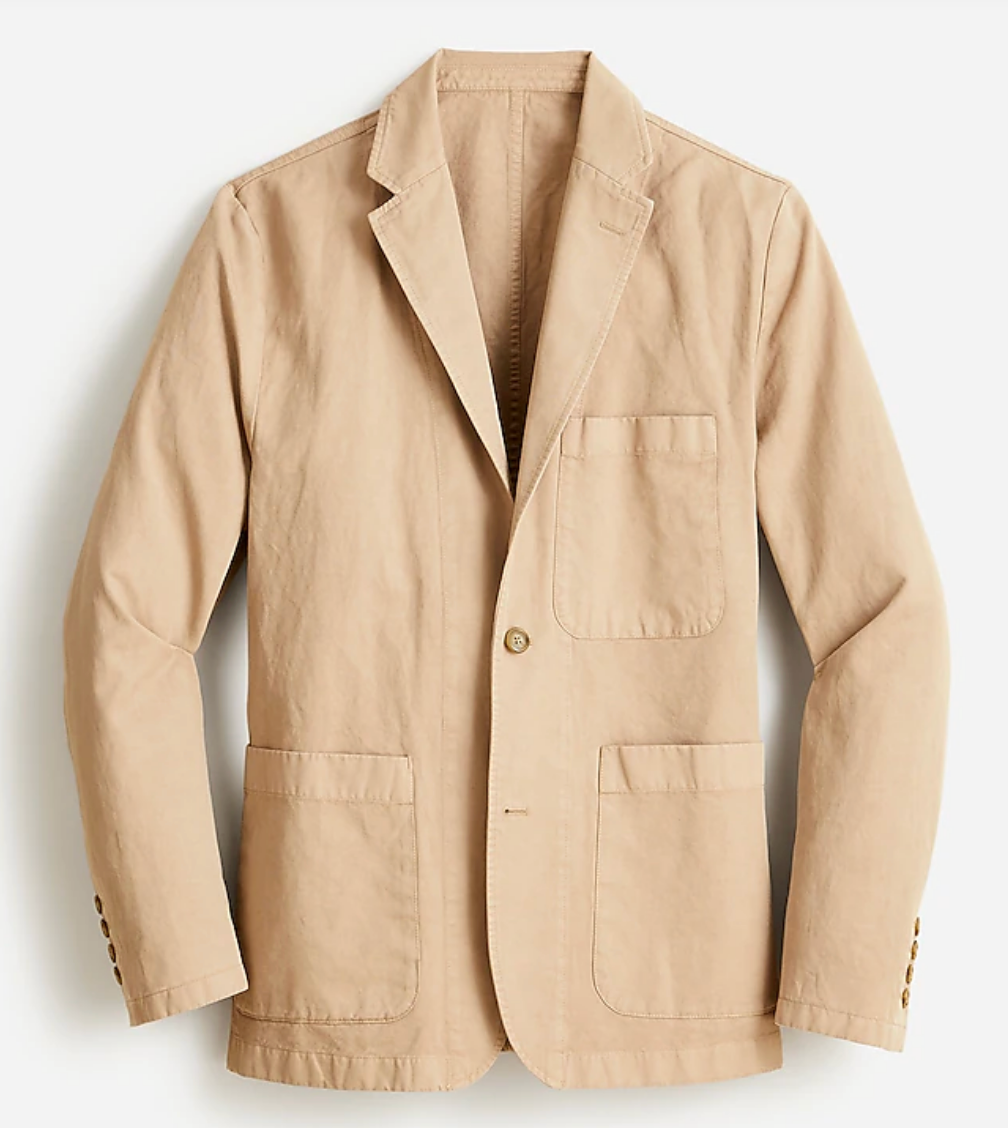 J.Crew Mens $178 Garment Dyed Cotton Linen Suit Jacket khaki J.Crew Mens $178 Garment Dyed Cotton Linen Suit Jacket khaki