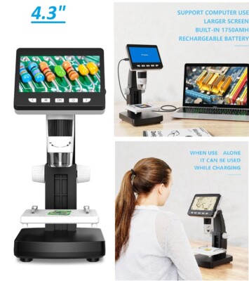 Digital Microscope 1000X USB Coin Microscope 4.3'' LCD Screen Soldering
