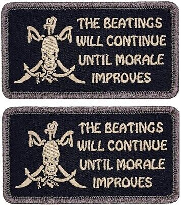 The Beatings Will Continue Until Morale Improves patch |2PC HOOK BACK 3.5X2''