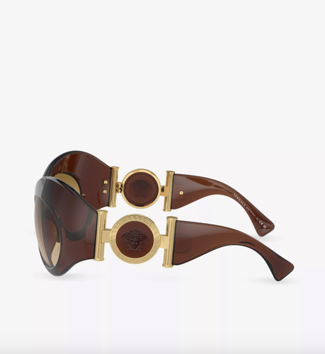 Pre-owned Versace 0ve4462-54462l Transparent Brown Sunglasses