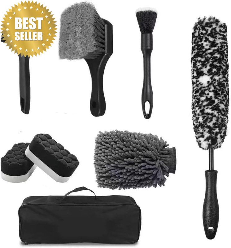 Car Cleaning Kit, 8PCS Professional Car Wheel Tire Brush Kit