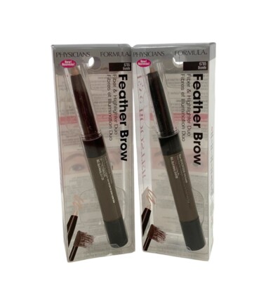 2 Physicians Formula Feather Brow 6785 BRUNETTE Fiber & Highlighter 2-in-1 Duo