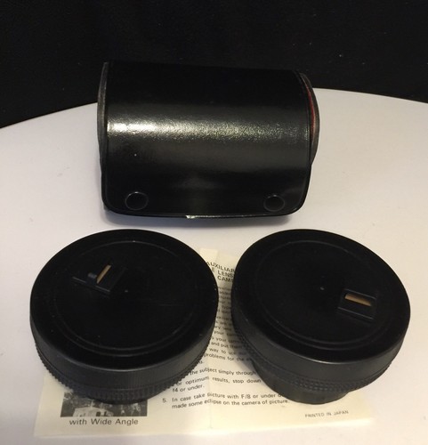 ZYKKOR Auxiliary Lens & Case Telephoto Wide Angle 35mm SLR Cameras Lot of 2