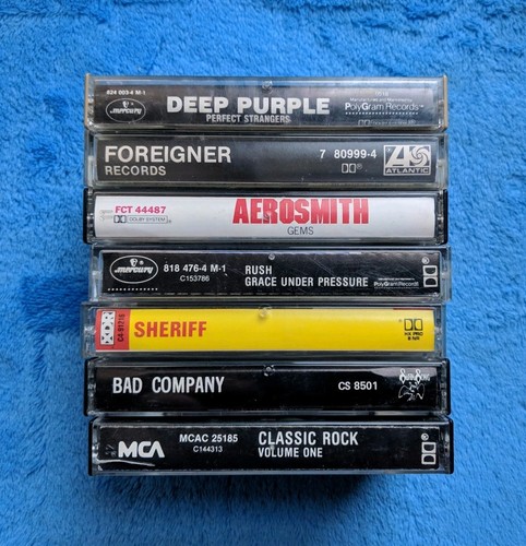 CLASSIC ROCK 7 Cassette Tape Lot Rush Deep Purple Aerosmith Sheriff Bad Company