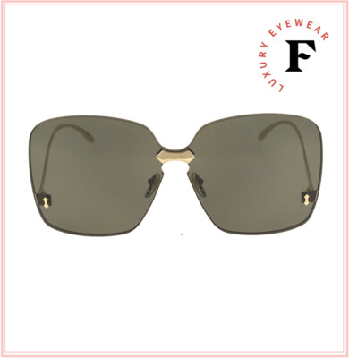 Pre-owned Gucci 0352 Metal Gold Black Oversized Rimless Sunglasses Gg0352s Authentic In Multicolor