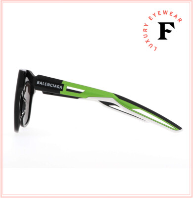 Pre-owned Balenciaga Hybrid D 0025 Black Lime Green Square Sport Unisex Sunglasses Bb0025s In Gray