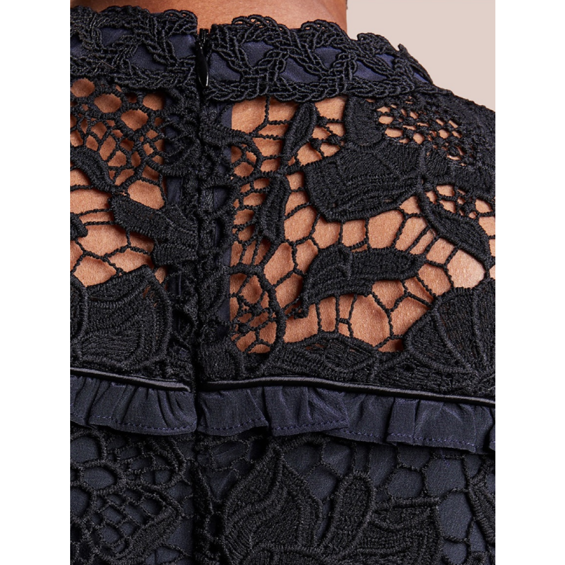 Pre-owned Markus Lupfer Floral Lace Lana Dress / Dr860 In Navy