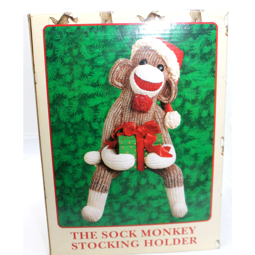 Sock Monkey Shelf Sitter Stocking Holder Cracker Barrel