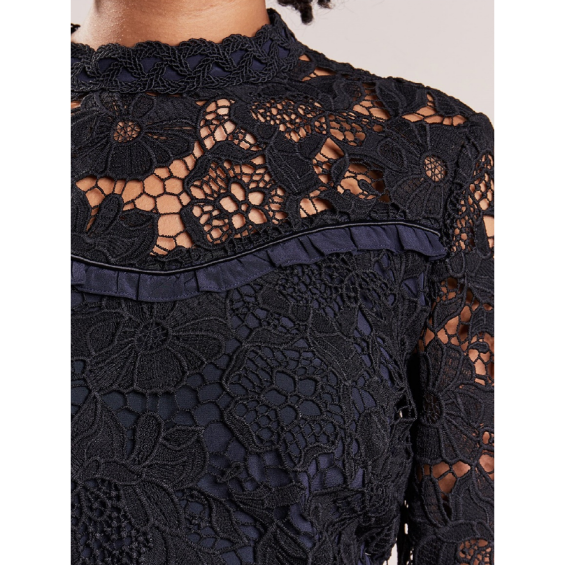 Pre-owned Markus Lupfer Floral Lace Lana Dress / Dr860 In Navy