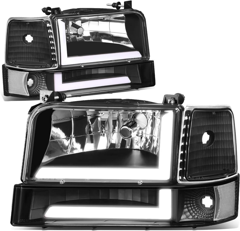 Pair Dual LED Running Light Bar Headlights for 1992-1996 F150 F250 F350 Bronco