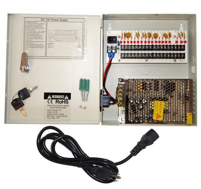 16 Channel 16Ch 18 Port 10Amp Power Supply Switch Box for CCTV Camera System Key