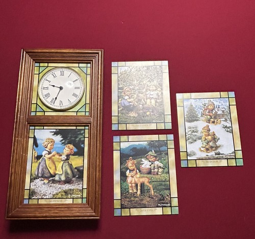 MJ Hummel Stained Glass Wall Clock Four Seasons Light Tiffany style Danbury Mint