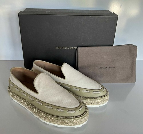 Pre-owned Bottega Veneta $620  Women's Slip-on Espadrilles Shoes 10 Us (40 Euro) 578386 In Oregano/plaster