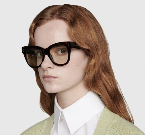 Pre-owned Gucci Gg1082s-003 Havana Havana Yellow Sunglasses