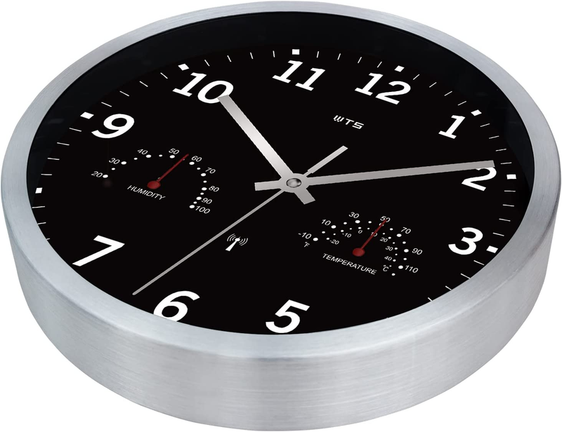 Atomic Wall Clock with Hygrometer and Thermometer Radio Wave Analog Clocks