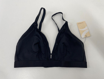 Lively Womens 2 The Wireless Bralette Jet Black Mesh Trim Plunge Stretch 42268