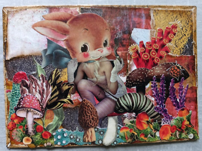 BUNNY'S WONDERLAND collage Original STRANGE WEIRD outsider ARTIST vintage