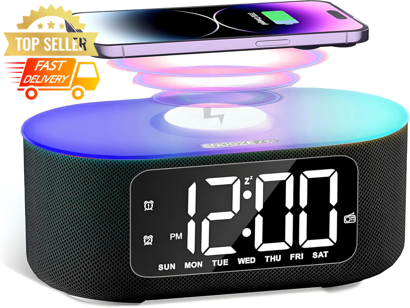 White Noise Machine Alarm Clock Bluetooth FM Radio Night Light 25 Sounds