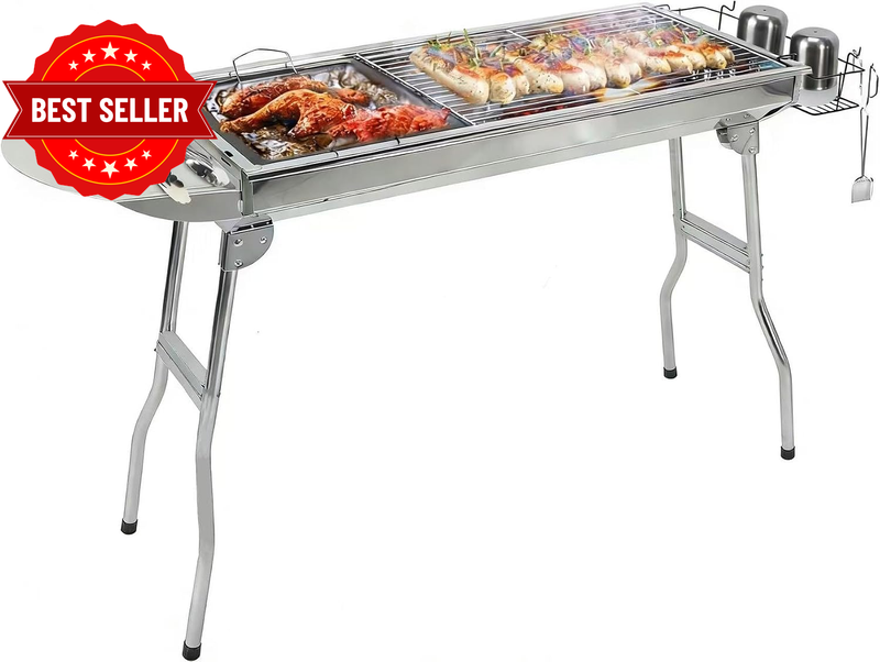 Outdoor BBQ Grill, Portable Barbecue Stove Stainless Steel (9 Accessories