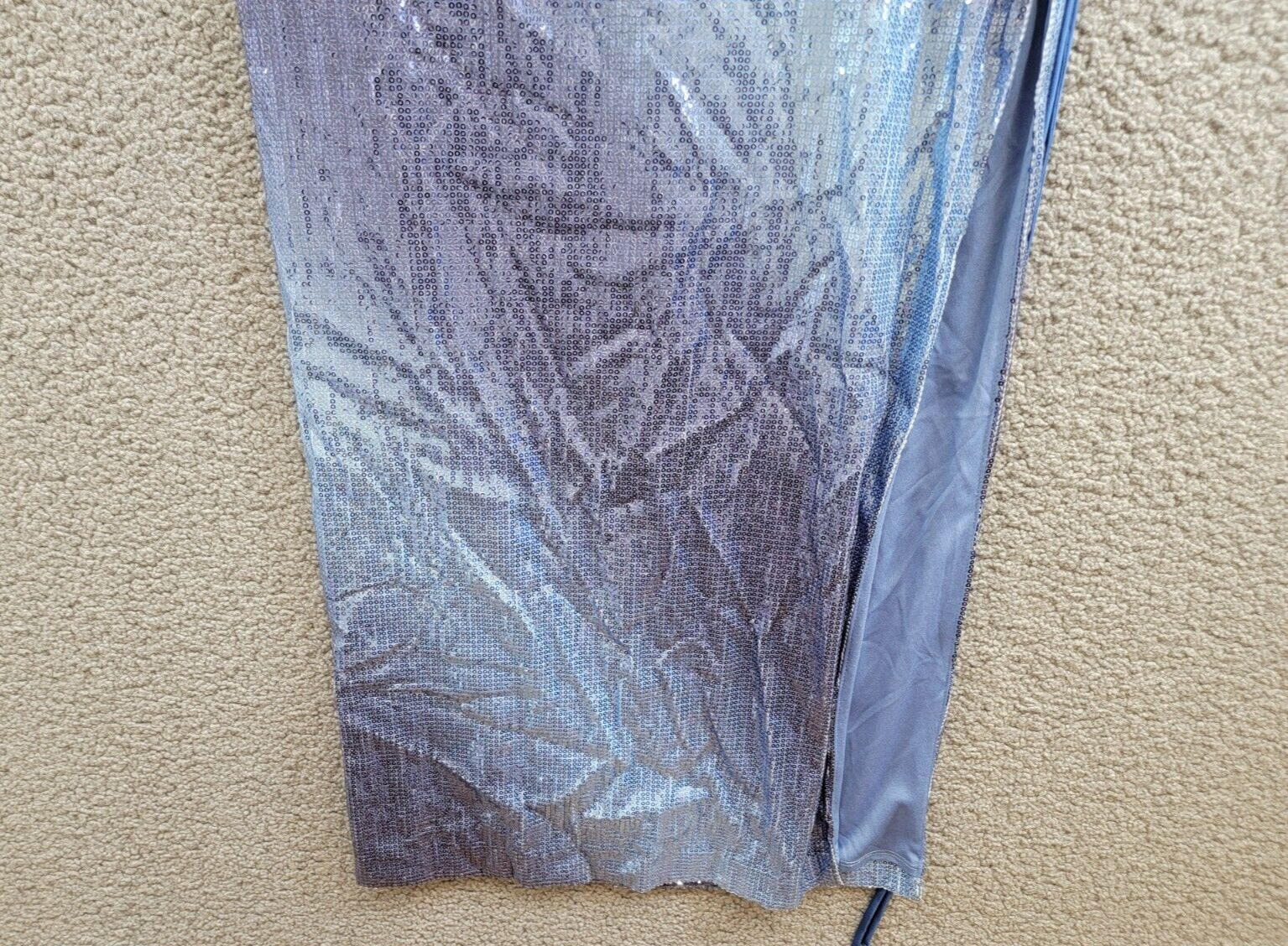 Violet Weekend Strappy Ombré Sequin Gown Juniors' Gradient Blue Lace Zip 3/4 - Picture 4 of 16