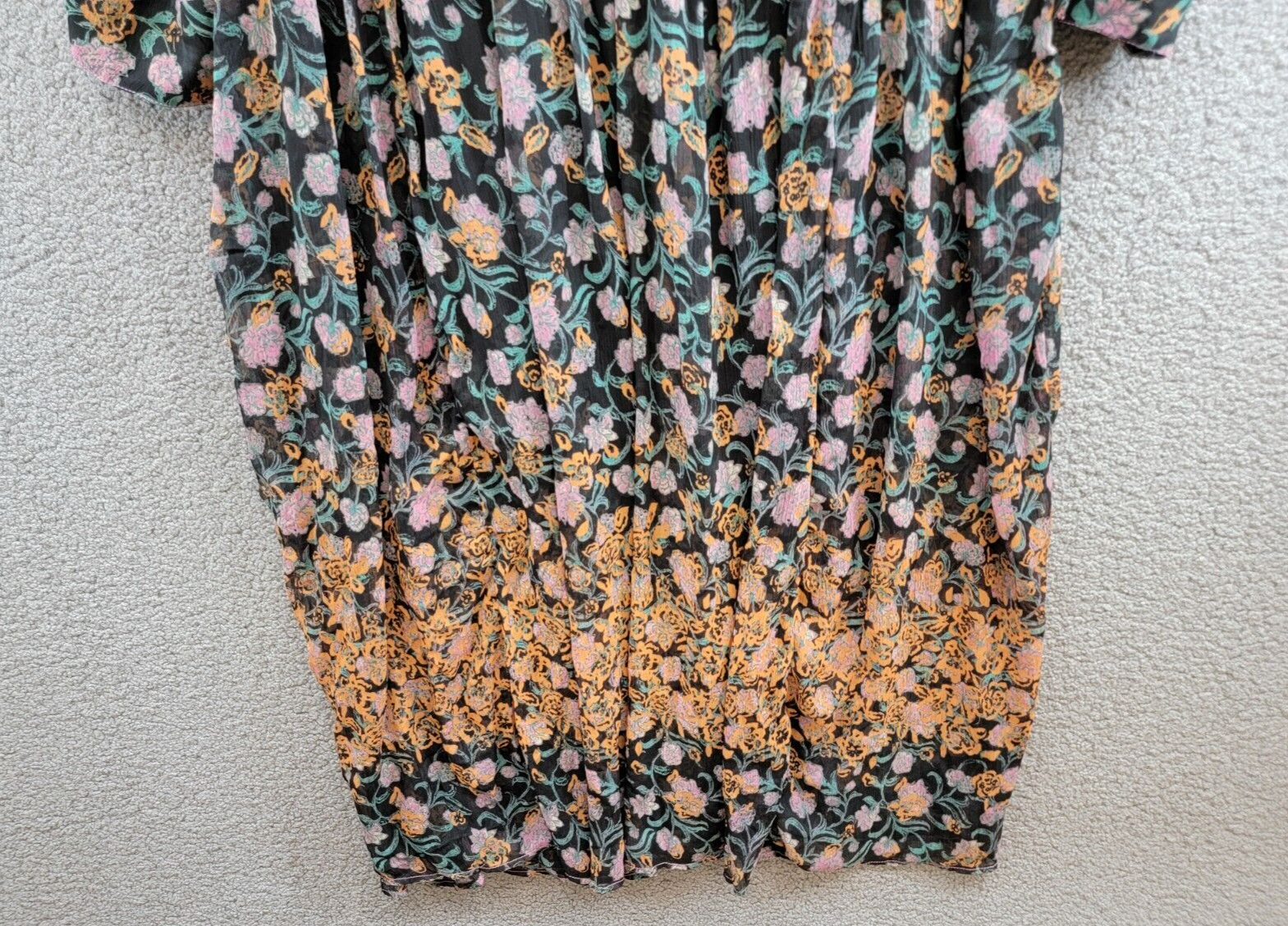 Free People See It Through Dress Women's L Multi Floral V-Neck Pullover L/S - Picture 4 of 18