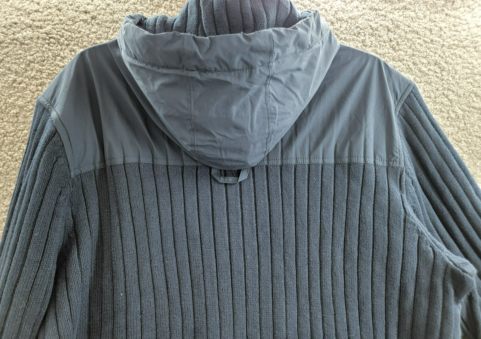 BASS OUTDOOR Mixed Media Zip-Front Hooded Sweater Jacket Men's L Navy Blaze L/S - Picture 12 of 17