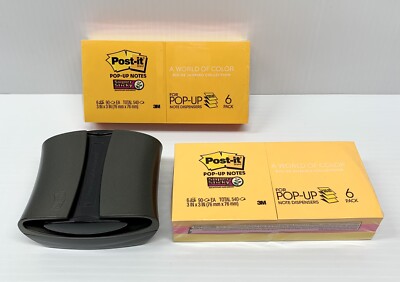 Pop up Note Dispenser with 2 Sealed 6-Pack Post-it Super Sticky Pop-up Notes 3X3
