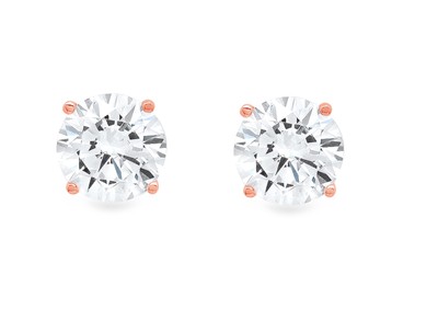 Pre-owned Pucci 2ct Round Cut Real Synthetic Moissanite Stud Earrings 14k Rose Gold Push Back In D