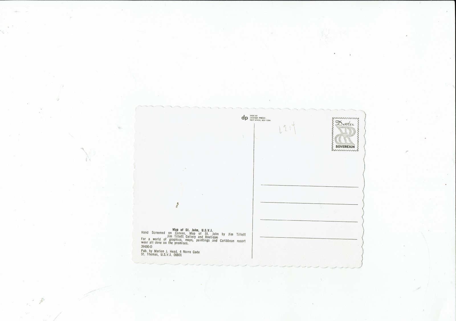 St-John, U.S.V.I., Virgin Islands vintage map postcard