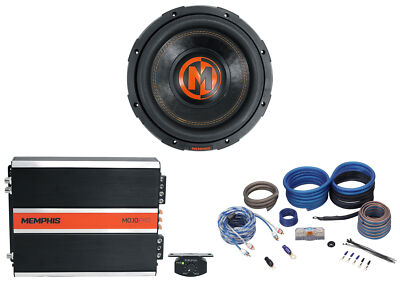 Memphis Audio MJP1022 10'' 750 Watt RMS MOJO Subwoofer+Mono Amplifier+Amp Kit