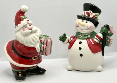 2010 Fitz & Floyd Holiday Sweet Holiday Salt & Pepper Shaker Set Christmas Santa