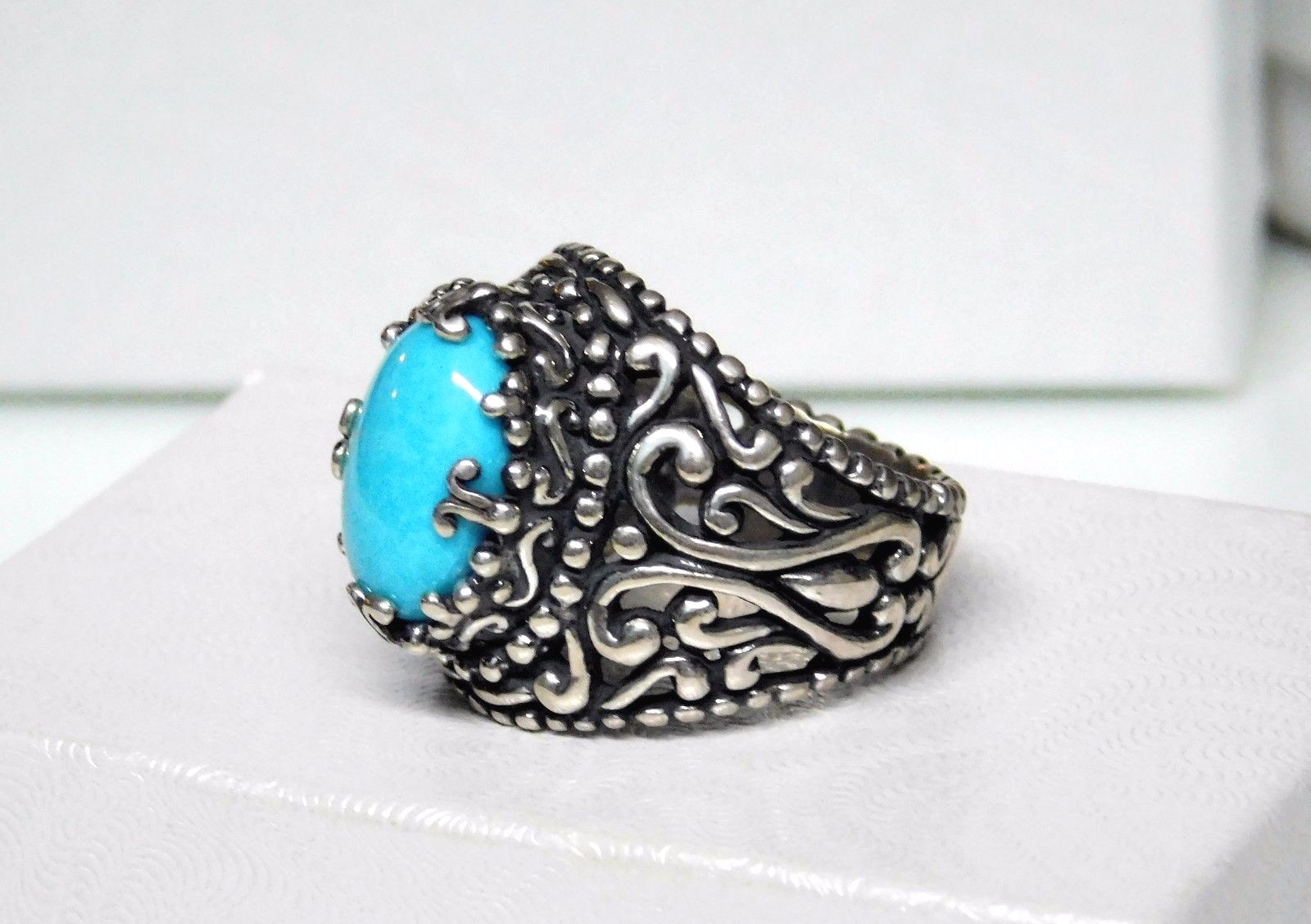 Carolyn Pollack Relios Sterling Silver Sleeping Beauty Turquoise Ring Sz 7.5