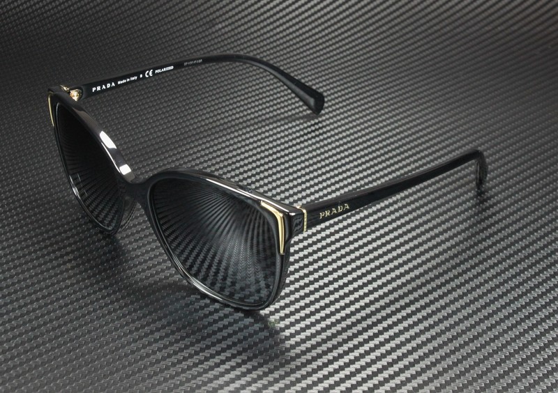 PRADA PR 01OS 1AB5W1 Conceptual Black Polarized Gray Grad 55 Women Sunglasses