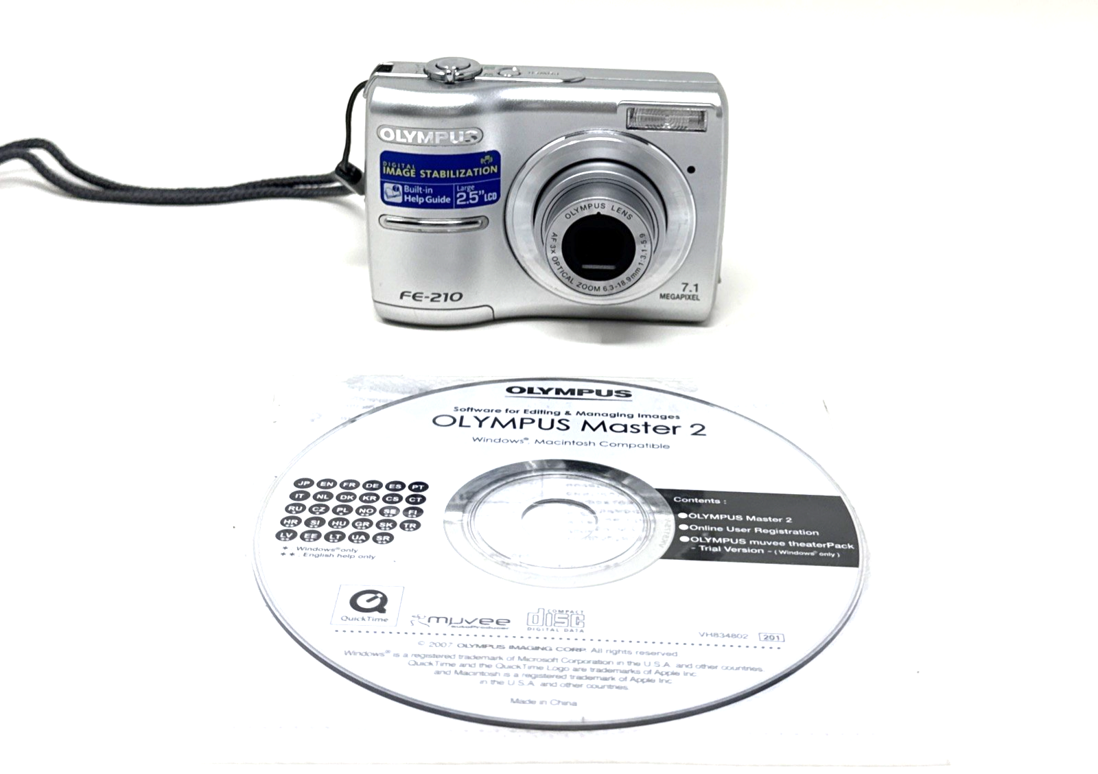Olympus FE-210 7.1MP Digital Camera Silver No Memory Card