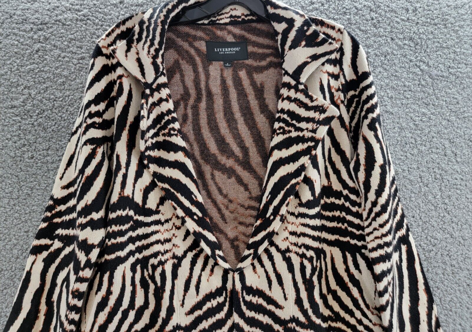 Liverpool Los Angeles Open Front Coatigan Sweater Women's S Abstract Zebra L/S - Picture 3 of 15