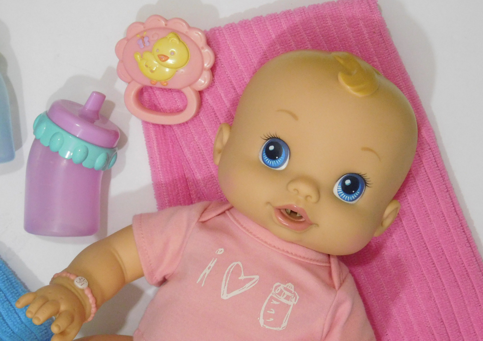 TWINS 2006 BABY ALIVE Doll BOY GIRL original Shirt  BOTTLE & RATTLE SET + Extras