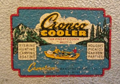 Vintage CRONCO CRONSTROMS Picnic COOLER Camping Fishing Alum Wooden Cover USA