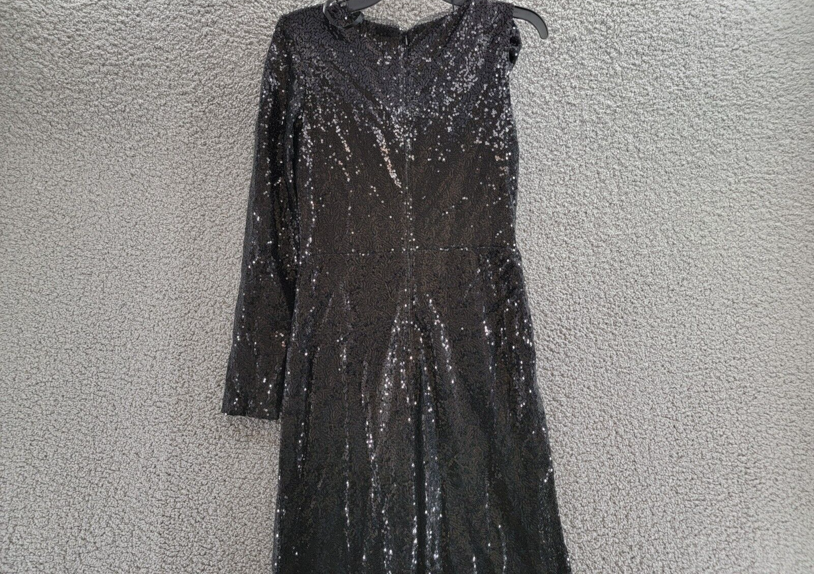 AQUA One Sleeve Sequin Gown Women's 6 Black Rosette Detail Back Zip Closure L/S - Picture 11 of 17