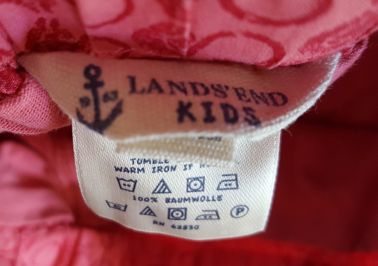 Land's End Kids Girl's Size 12 Skort Dark Pink Patterned Lined and Skirt P18