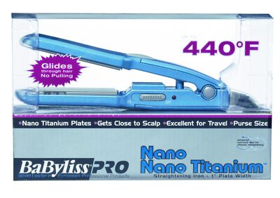 BaByliss Pro Nano Titanium 1/2  Mini Flat Iron for Hair * Travel Size 430°F