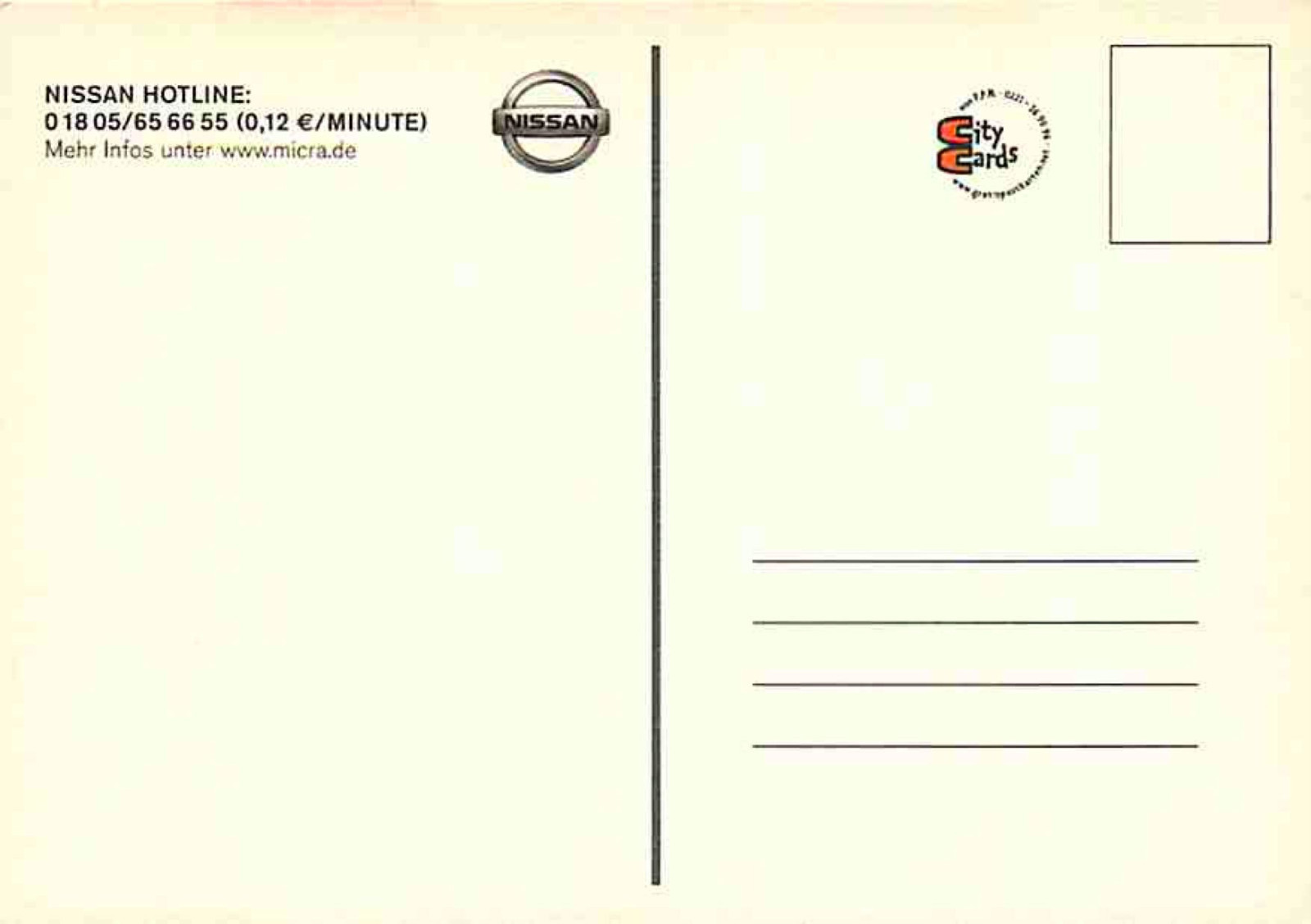Advertising Postcard Nissan Micra tekna