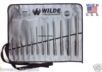 Wilde Tool 12pc Professional Roll Pin Spring Punch Set MADE IN USA w Roll Case
