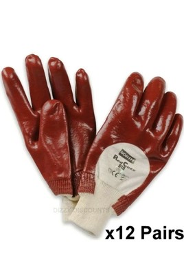 12 Pairs of Nitra Source Gloves Grey Size 10 Nitrile Coated Protective Gloves
