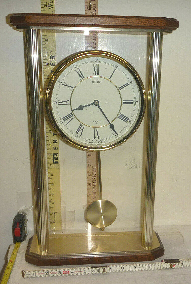 アンティーク　置き時計　SEIKO QUARTZ CLOCK Seiko Quartz Anniversary Gold Tone Mantel Clock With